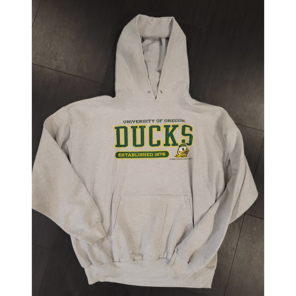 oregon ducks sweatshirt vintage Gray XL some marks on sleeves fighting ducks